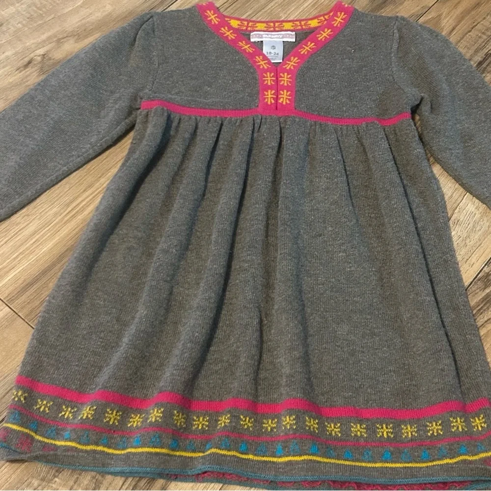 Old Navy Girls Sweater Dress Knit Gray Pink‎ Yellow Long Sleeve 18-24 Months